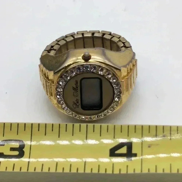 Lady Mayfair Digital Ring Watch Gold Tone Expandable Band - Picture 5 of 5